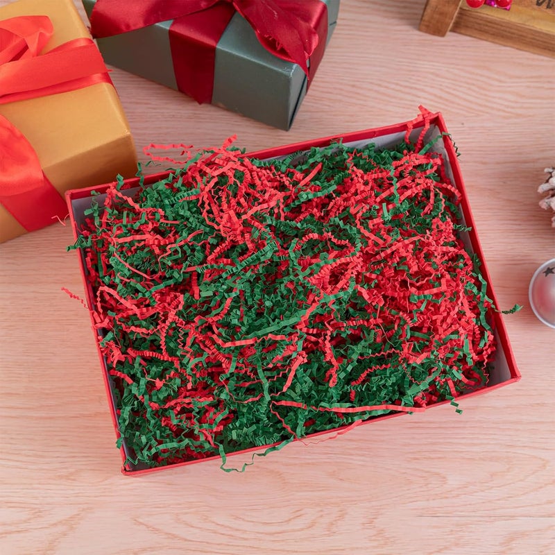 Jocomoni 1LB Christmas Crinkle Cut Paper Shred Filler, Red Green Crinkle Cut Paper Xmas Shredded Filler Raffia Paper for Gift Wrapping Craft DIY Packaging Filling Party Supply - Image 3